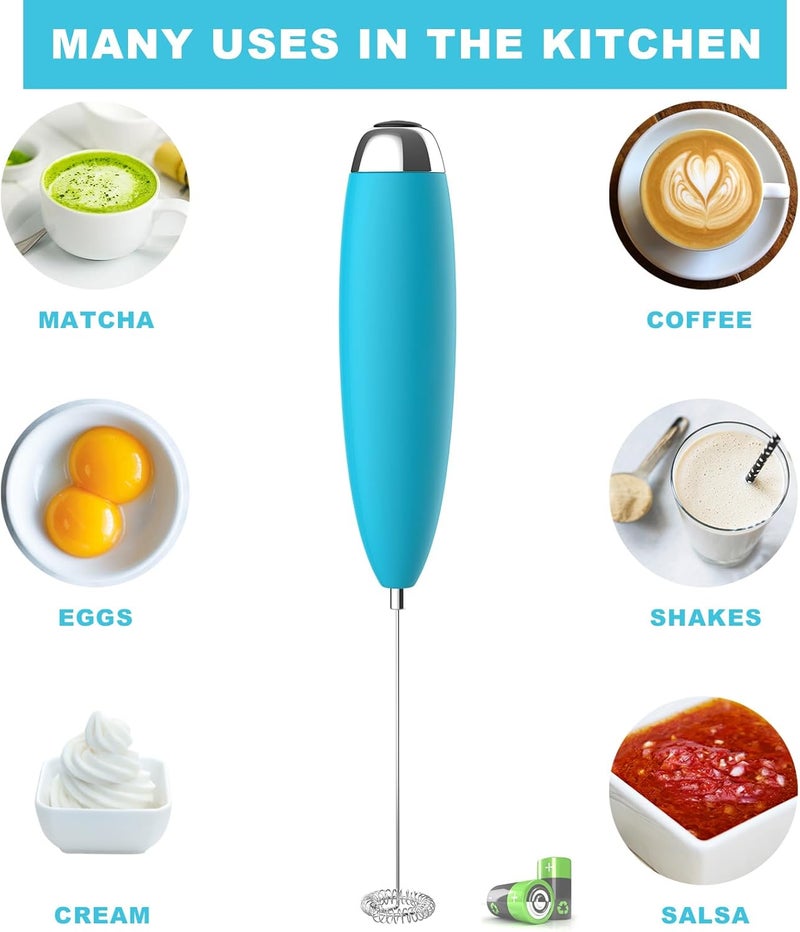 Anteday Milk Frother, Coffee Frother, Whisk, Upgraded Motor Electric Whisk Durable Low Noise Mini Drink Mixer Portable Foam Maker For Cold Milk Bulletproof Coffee Latte, Blue - Image 5